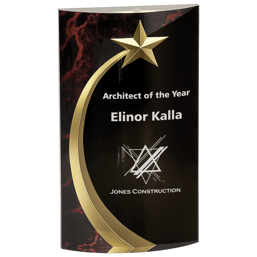 Red 7 3/4" Marble Rounded Shooting Star Acrylic