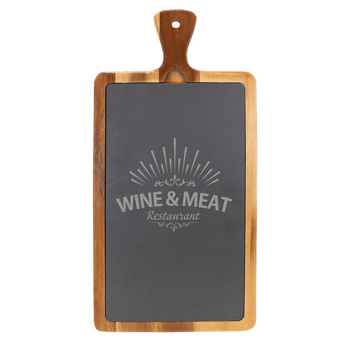 16" x 7 3/4" Acacia Wood/Slate Cutting Board