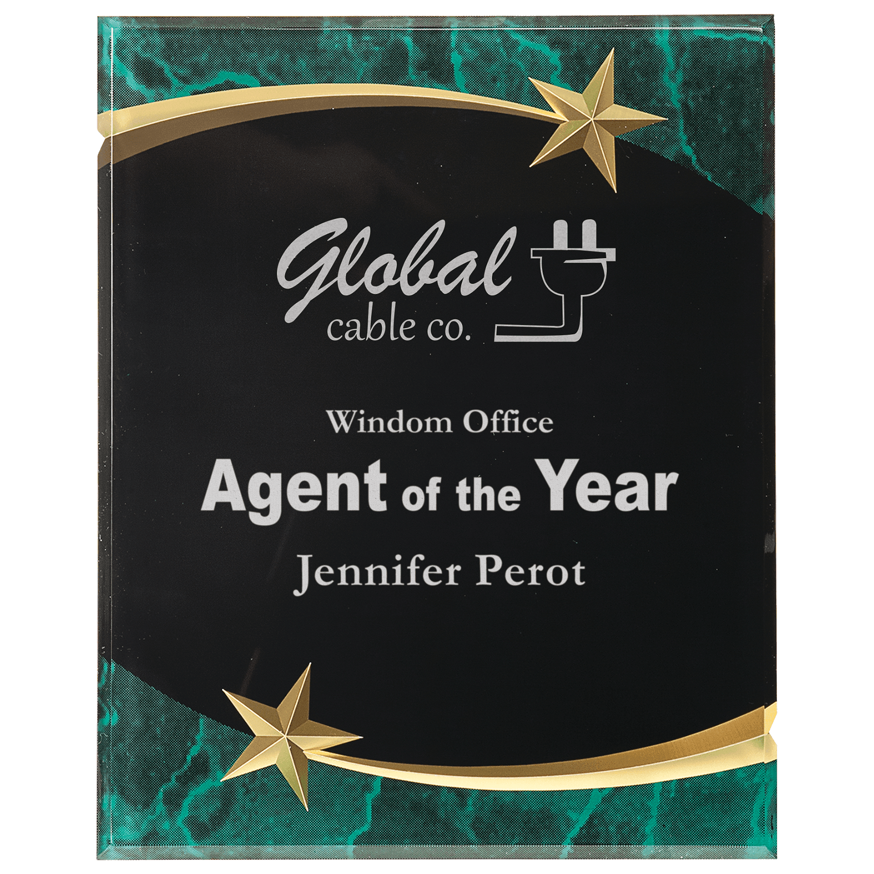 Green 9" x 11" Marble Shooting Star Acrylic Plaque