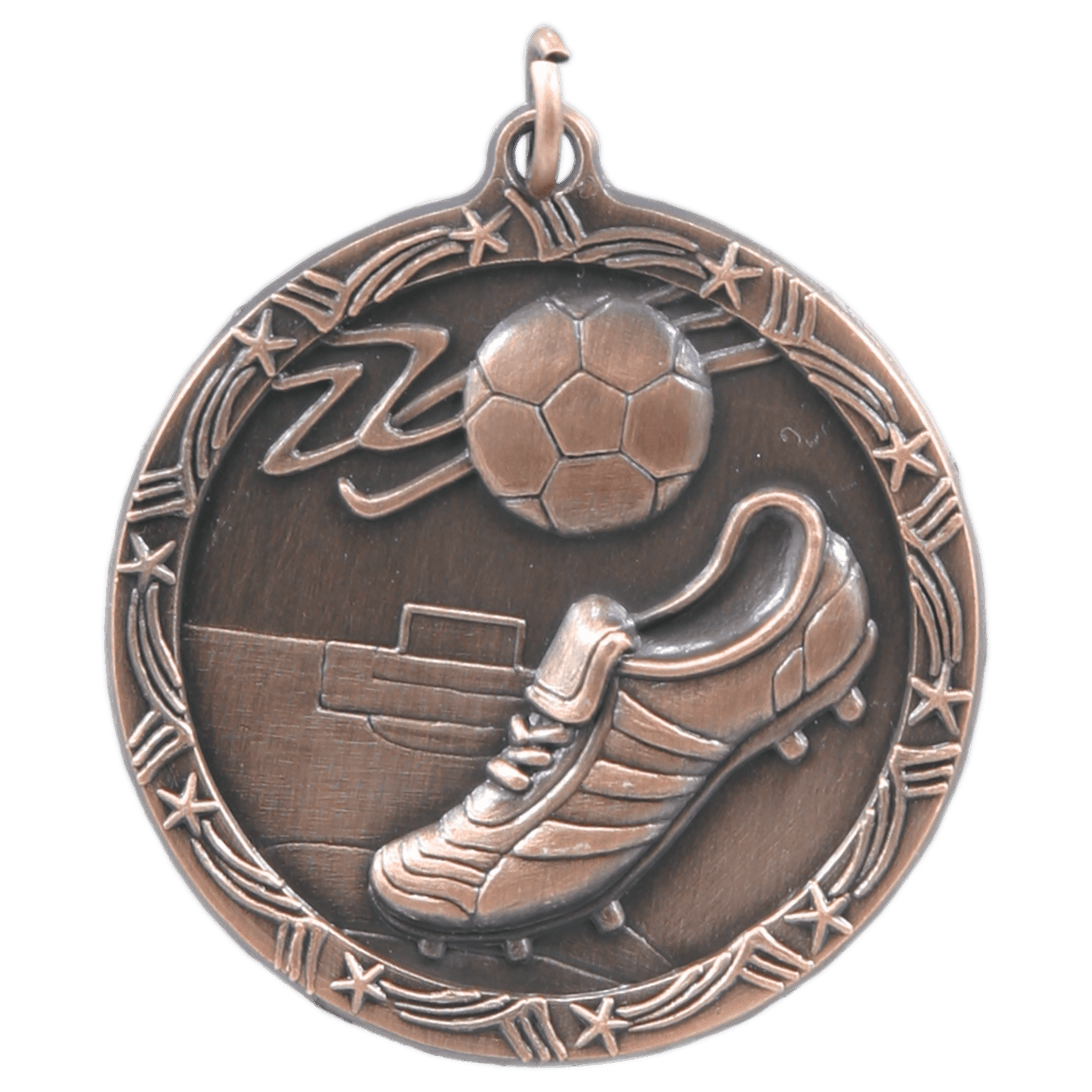 Antique Bronze 1 3/4" Soccer Shooting Star Medal