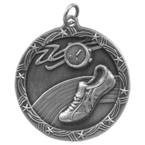Antique Silver 1 3/4" Track Shooting Star Medal