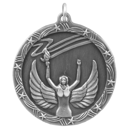 Antique Silver 1 3/4" Victory Shooting Star Medal