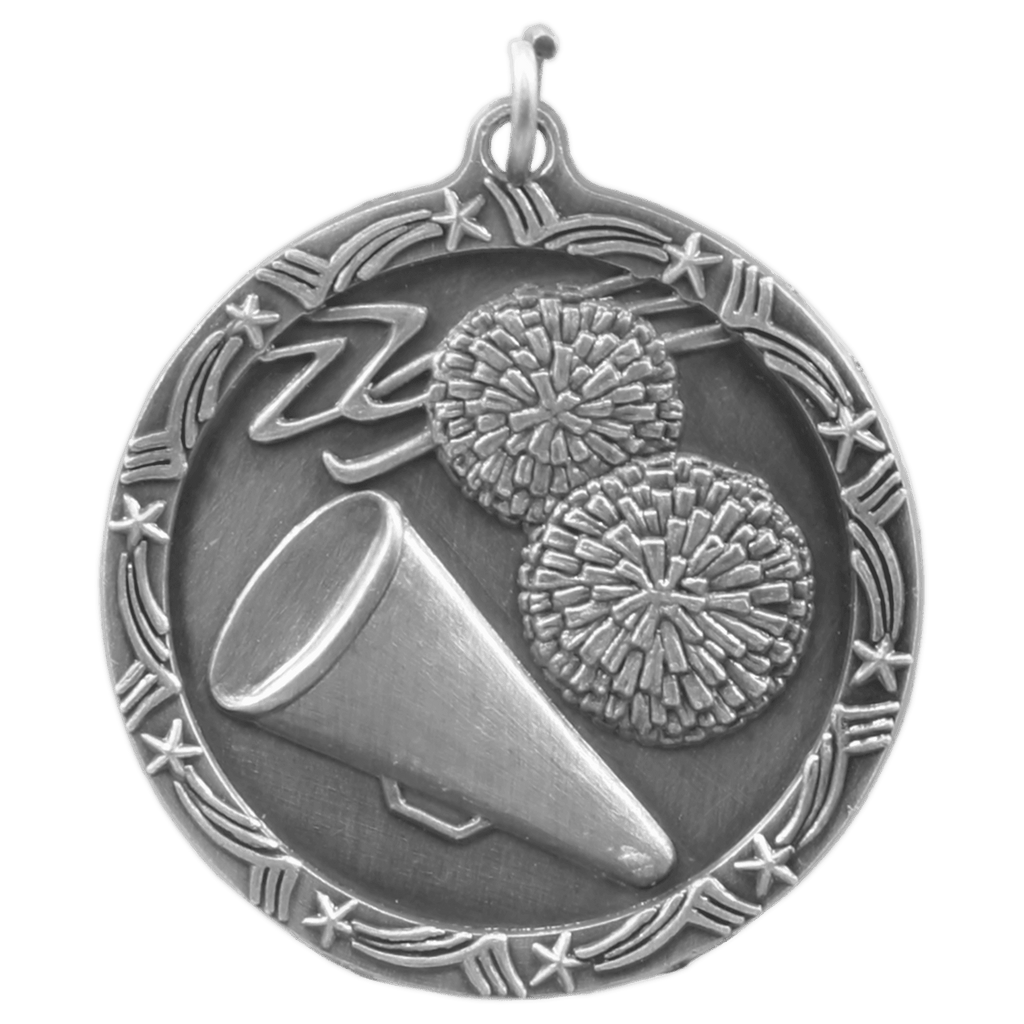 Antique Silver 1 3/4" Cheer Shooting Star Medal