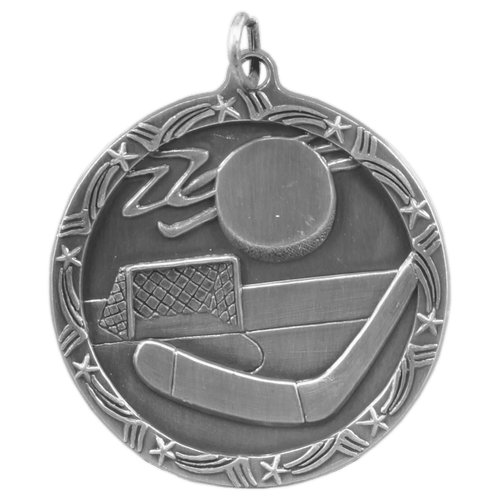 Antique Silver 1 3/4" Hockey Shooting Star Medal