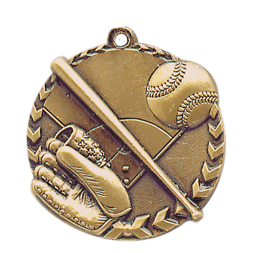 Antique Gold 1 3/4" Baseball/Softball Millennium Medal