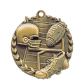 Antique Gold 1 3/4" Football Millennium Medal