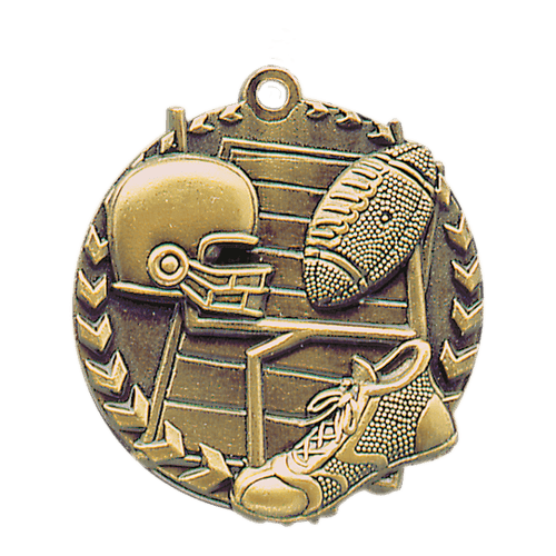 Antique Gold 1 3/4" Football Millennium Medal