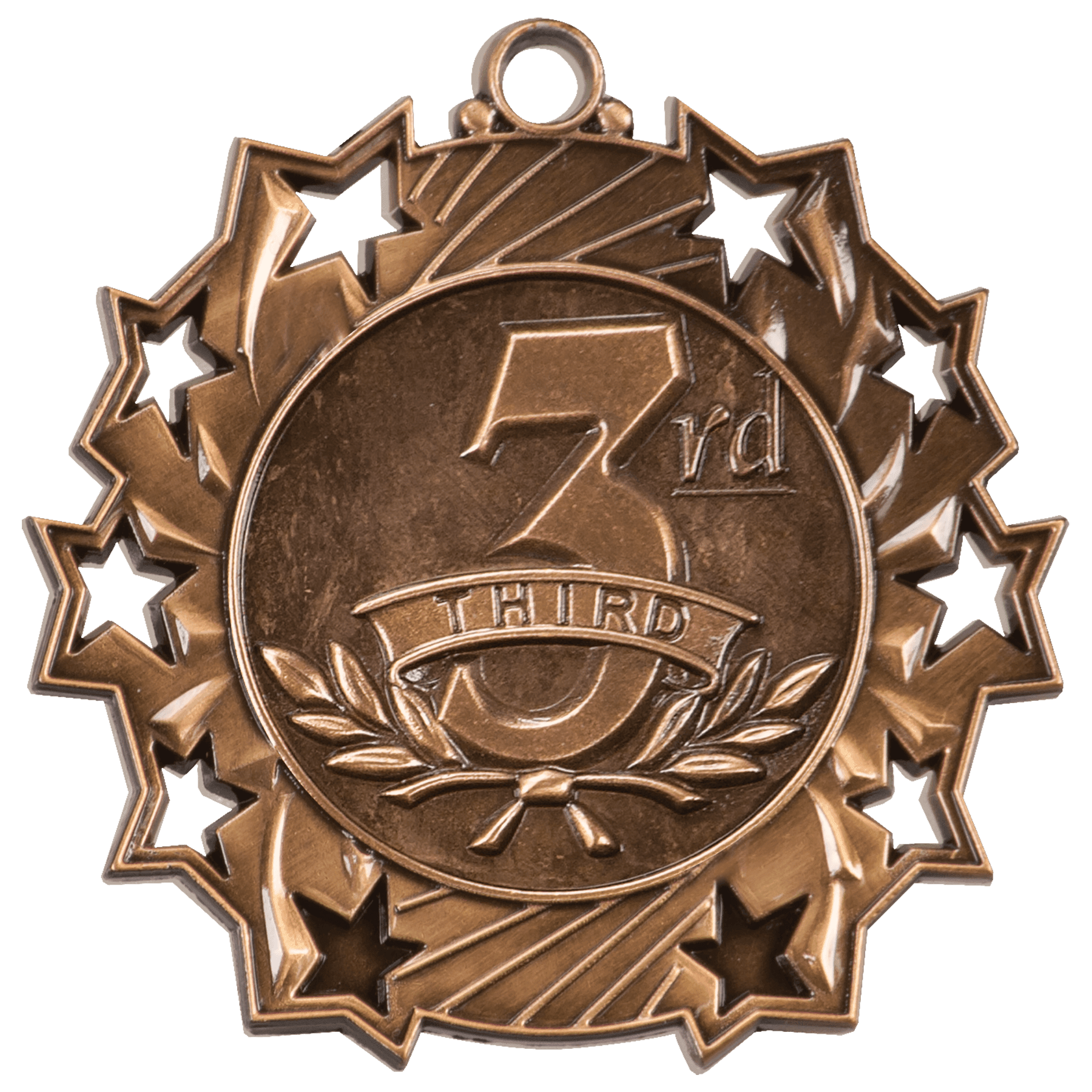 2 1/4" Antique Bronze 3rd Place Ten Star Medal